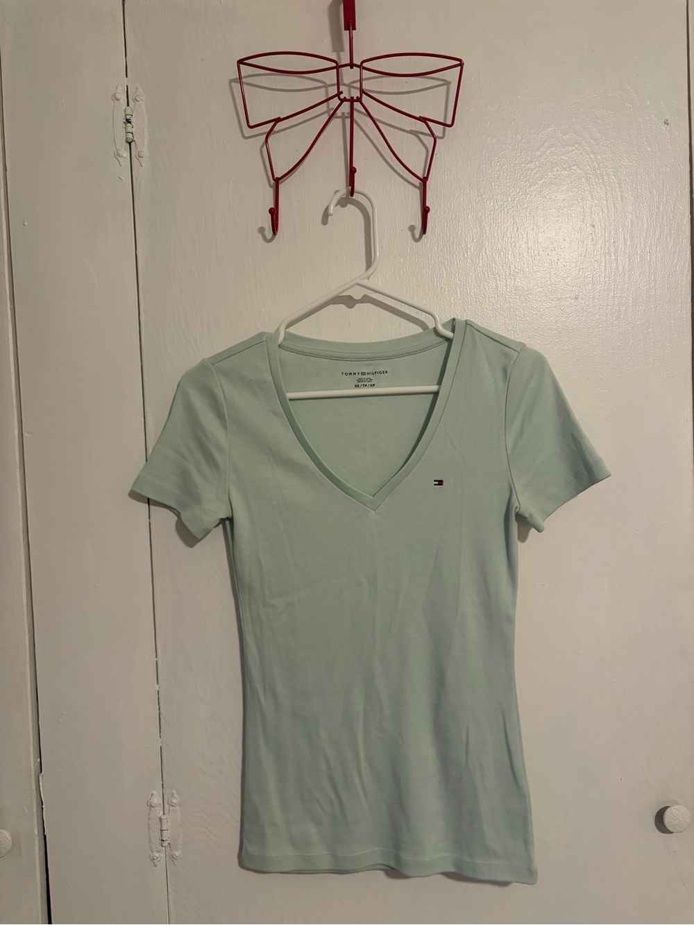 Tommy Hilfiger Women's V-Neck Tee in Mint Green